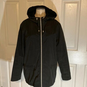 New York & Company Black Hooded Water Resistant Jacket M